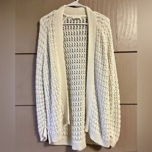 Haven Well Within White Organic Cotton Open Stitch Cardigan Size LXL